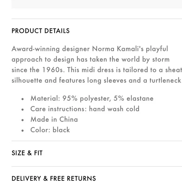 Norma Kamali Black Long-Sleeve Midi Dress - Picture 7 of 10